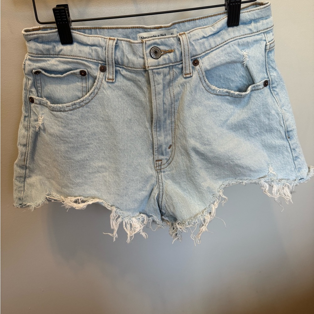 Abercrombie & Fitch Light Wash High Rise Mom Shorts